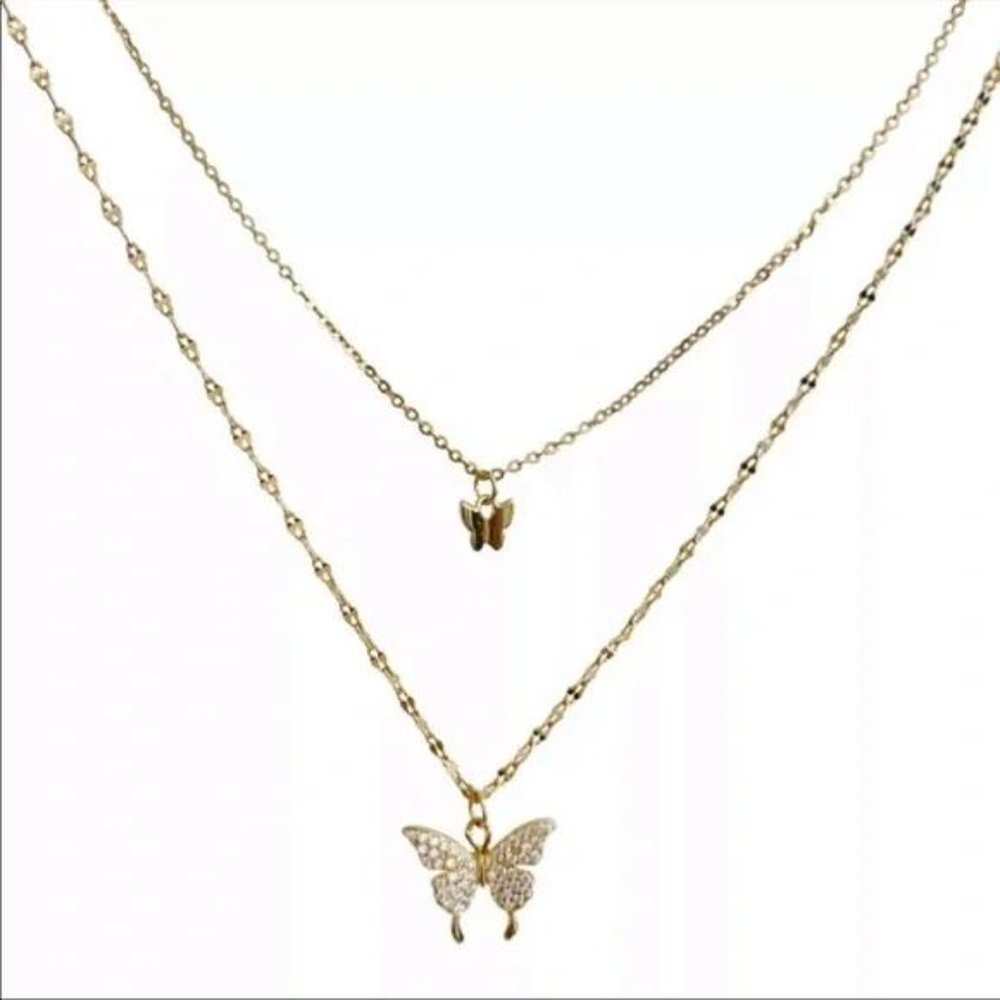 BUTTERFLY 18K ROSE GOLD NECKLACE, NICE NECKLACE, CUTE NECKLACE - Picture 4 of 4